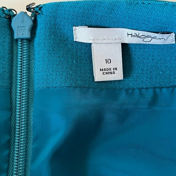 Halogen Straight Pencil Skirt Blue Teal Turquoise Size 10 Lined Back Zipper - Picture 8 of 10